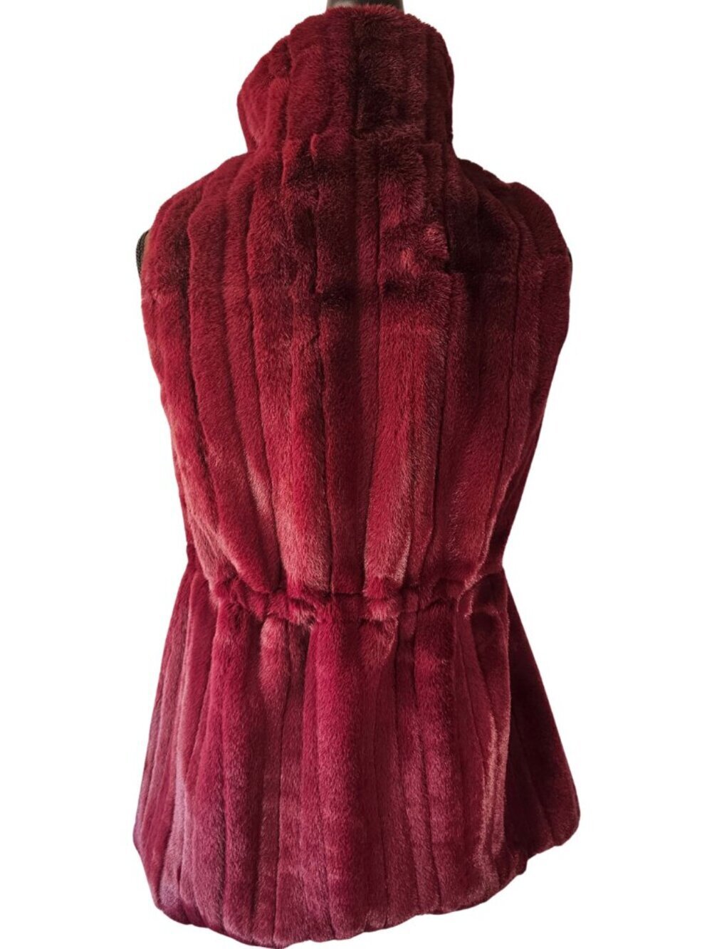 π NWT π White House Black Market Luxe Faux Fur Vest, Port, Size S - Picture 2 of 9